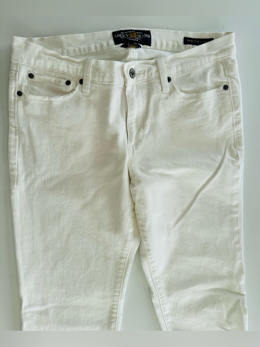LUCKY BRAND Jeans Womens Sz 12/31 White Wash Sweet Striaght Stretch Denim Preppy
